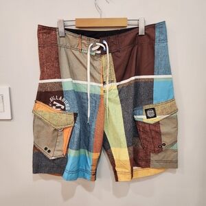 Billabong Shorts Mens 36 Multi Colour Block Drawstring Beach Summer Surfing